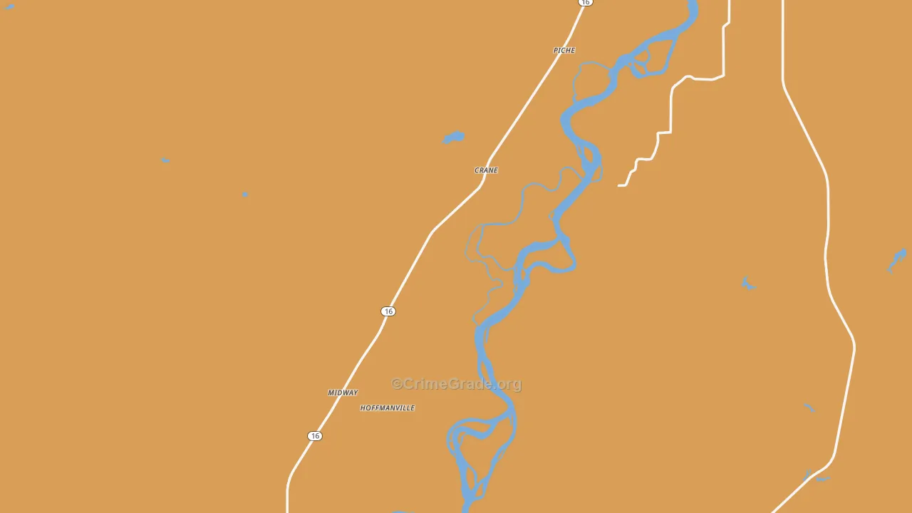 Crane, MT Map of Robbery Rates