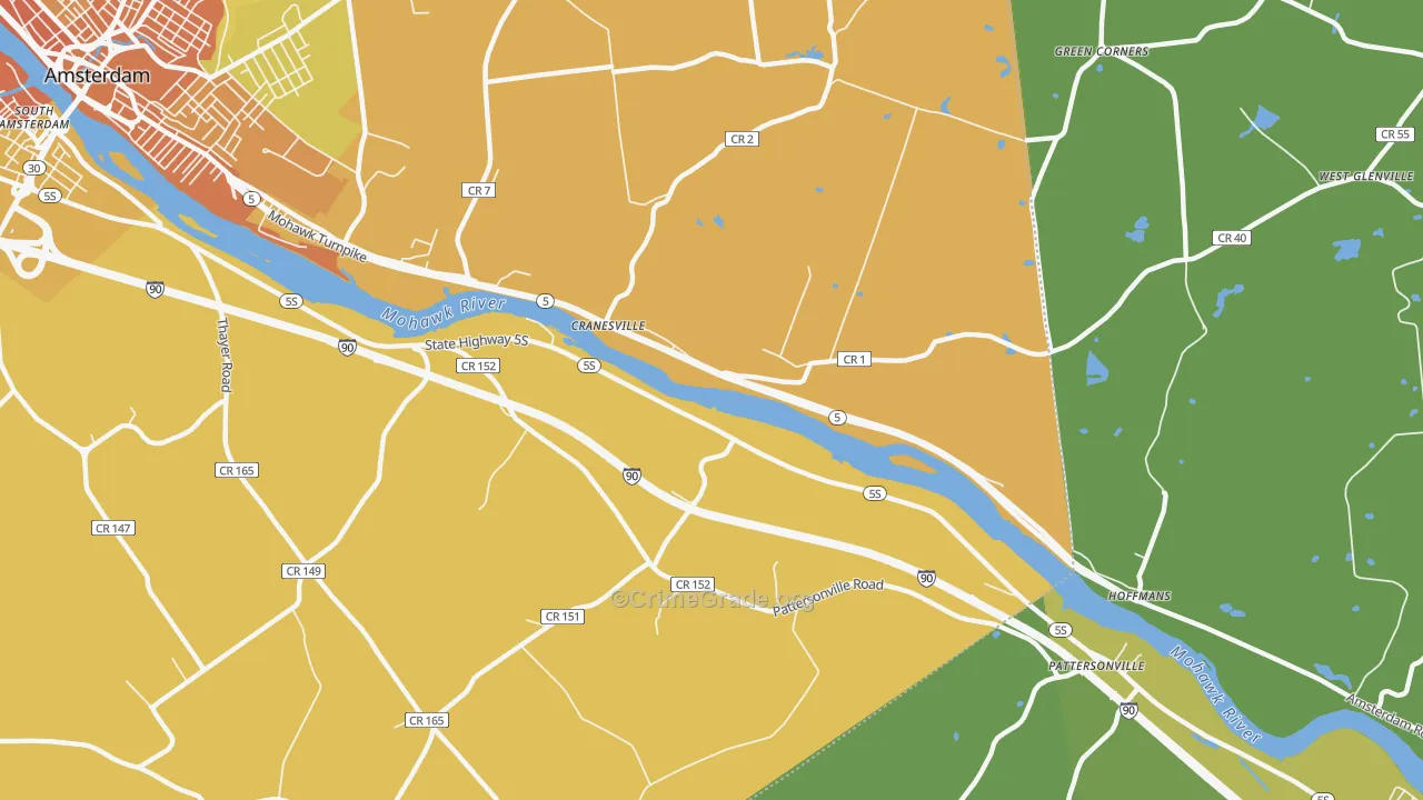 Cranesville, NY Map of Robbery Rates