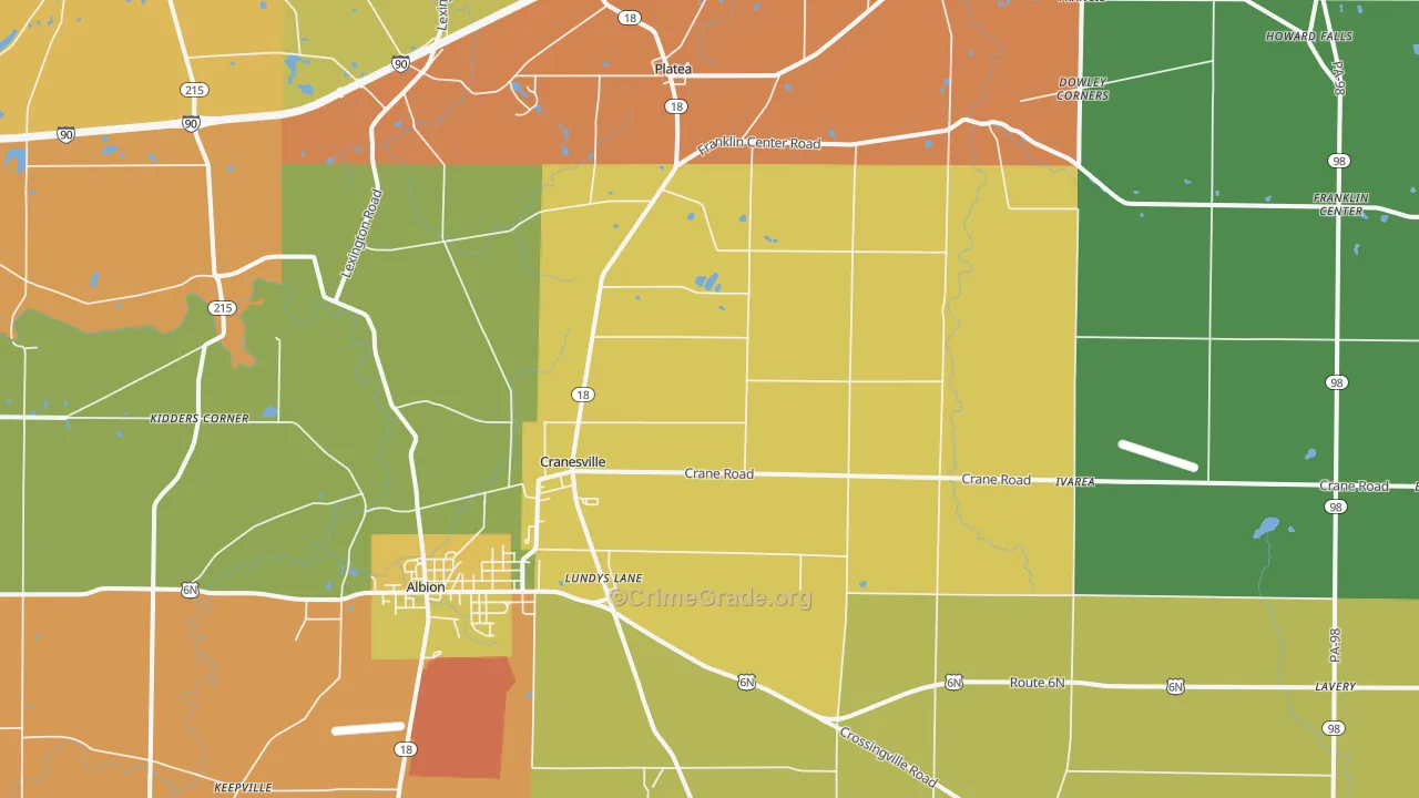 Cranesville, PA Map of Robbery Rates