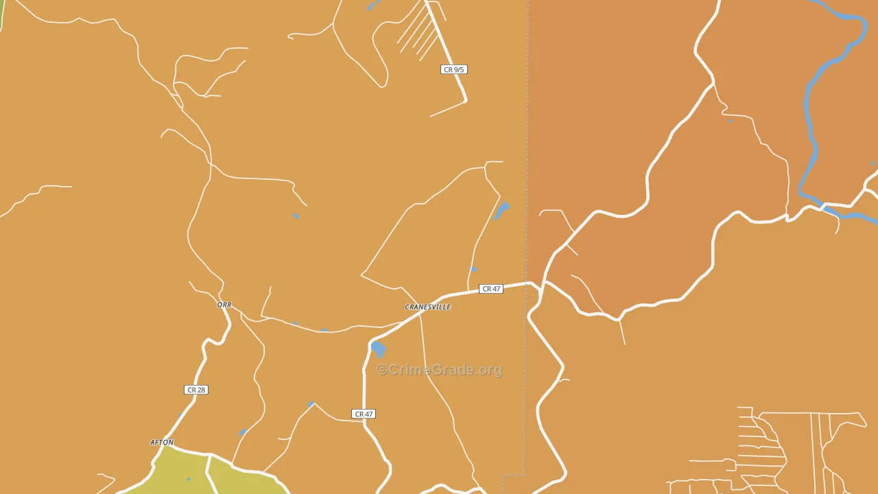 Cranesville, WV Map of Robbery Rates