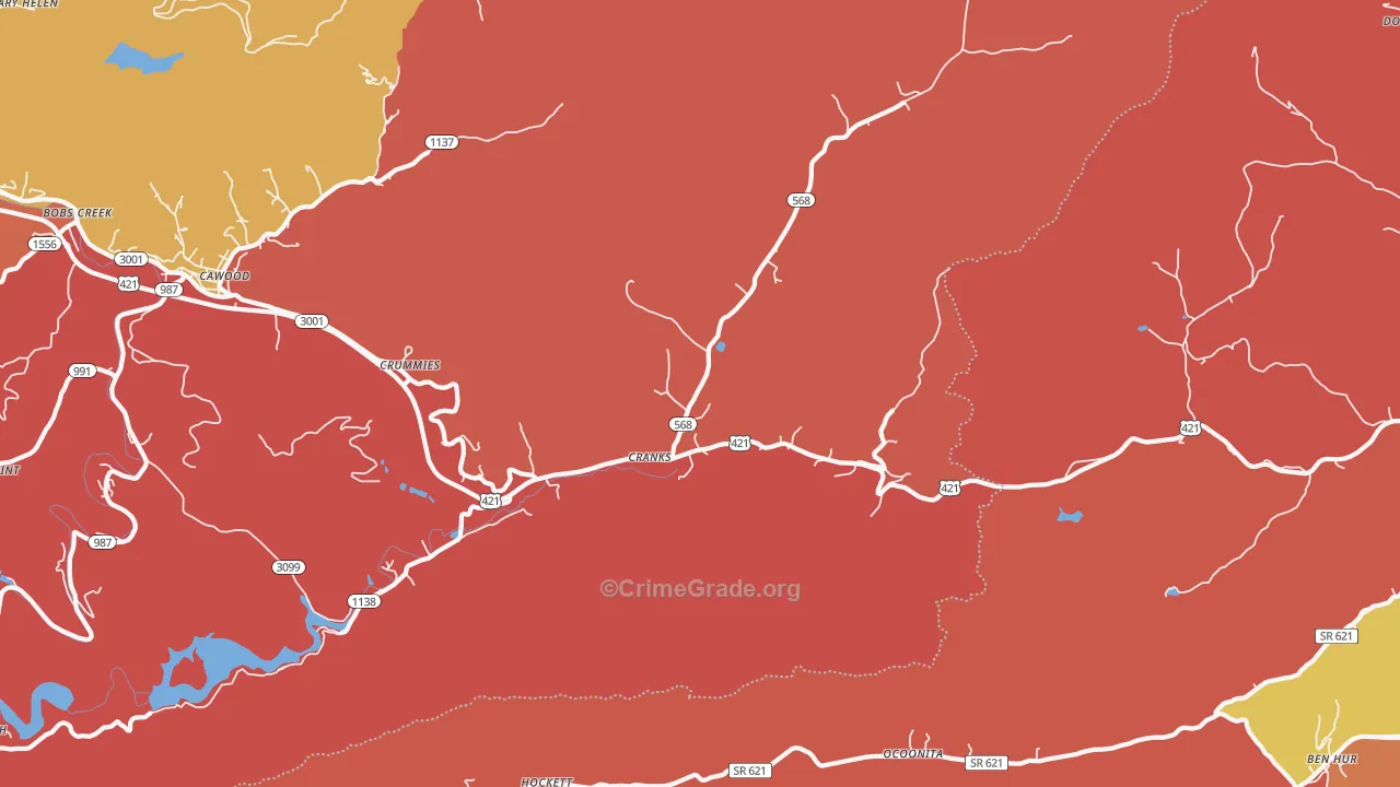 Cranks, KY Map of Robbery Rates