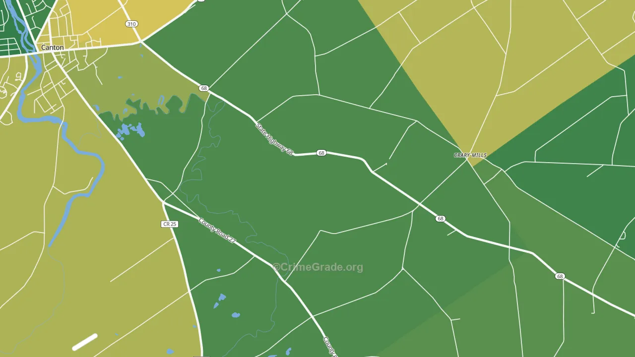 Crary Mills, NY Map of Robbery Rates