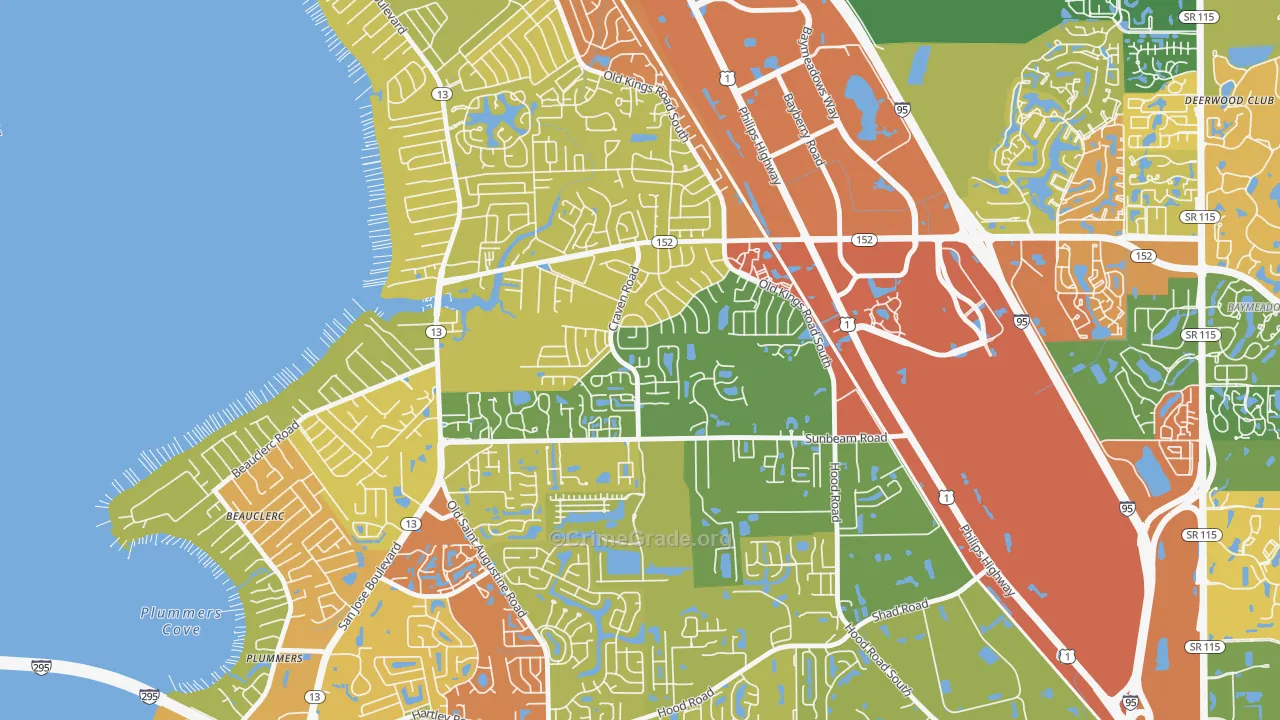 Craven, Jacksonville, FL Map of Robbery Rates