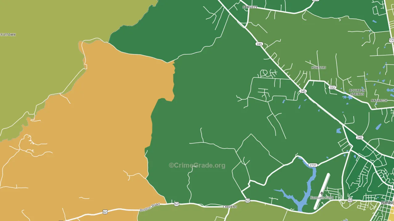 Cravens, KY Map of Robbery Rates