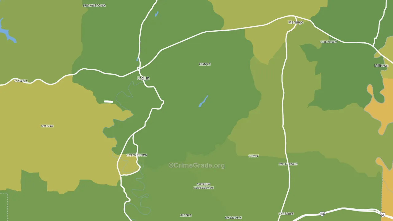 Crawford County, IN Map of Robbery Rates