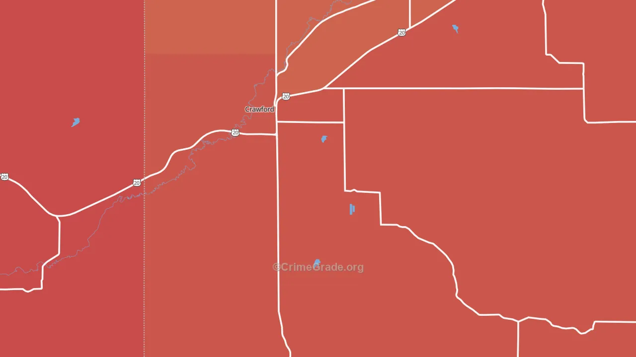 Crawford, NE Map of Robbery Rates