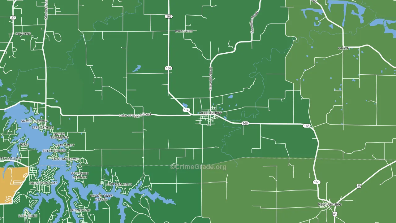 Creal Springs, IL Map of Robbery Rates