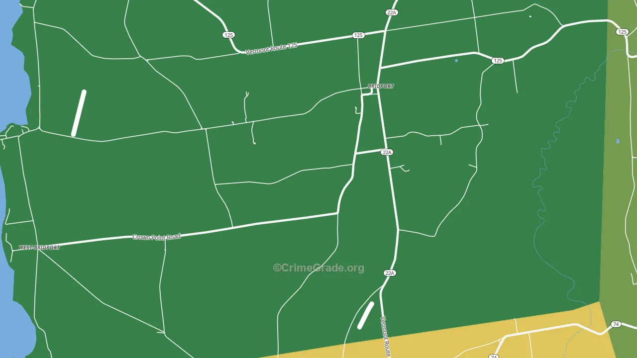 Cream Hill, VT Map of Robbery Rates
