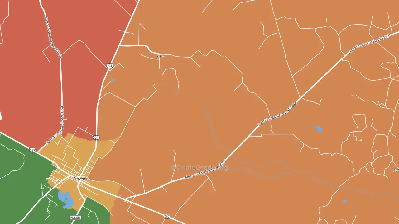 Crecy, TX Map of Robbery Rates