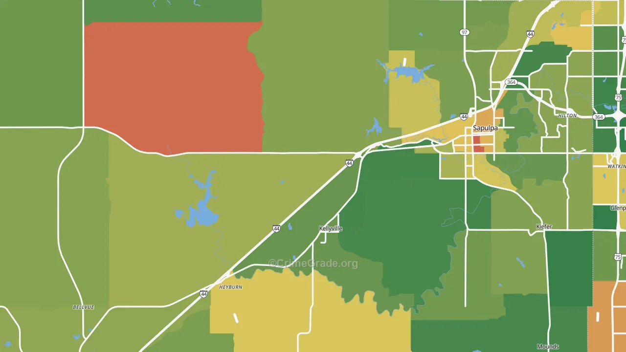 Creek County, OK Map of Robbery Rates