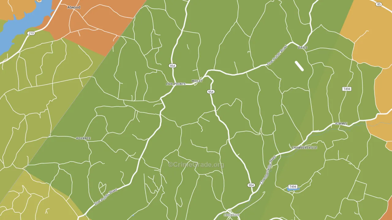 Creekside, PA Map of Robbery Rates
