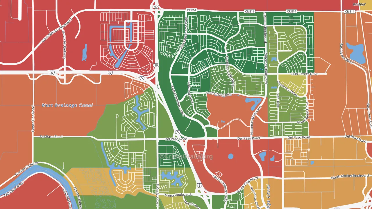 Creekside, Sacramento, CA Map of Robbery Rates