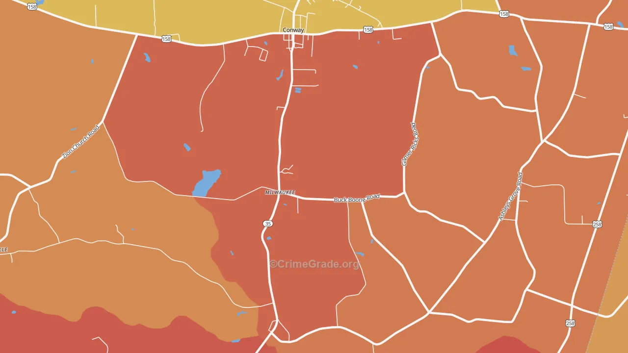 Creeksville, NC Map of Robbery Rates