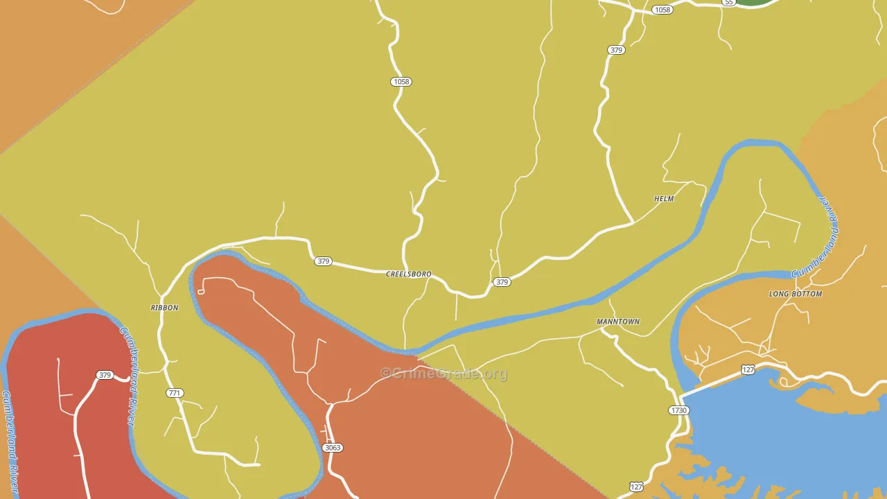 Creelsboro, KY Map of Robbery Rates