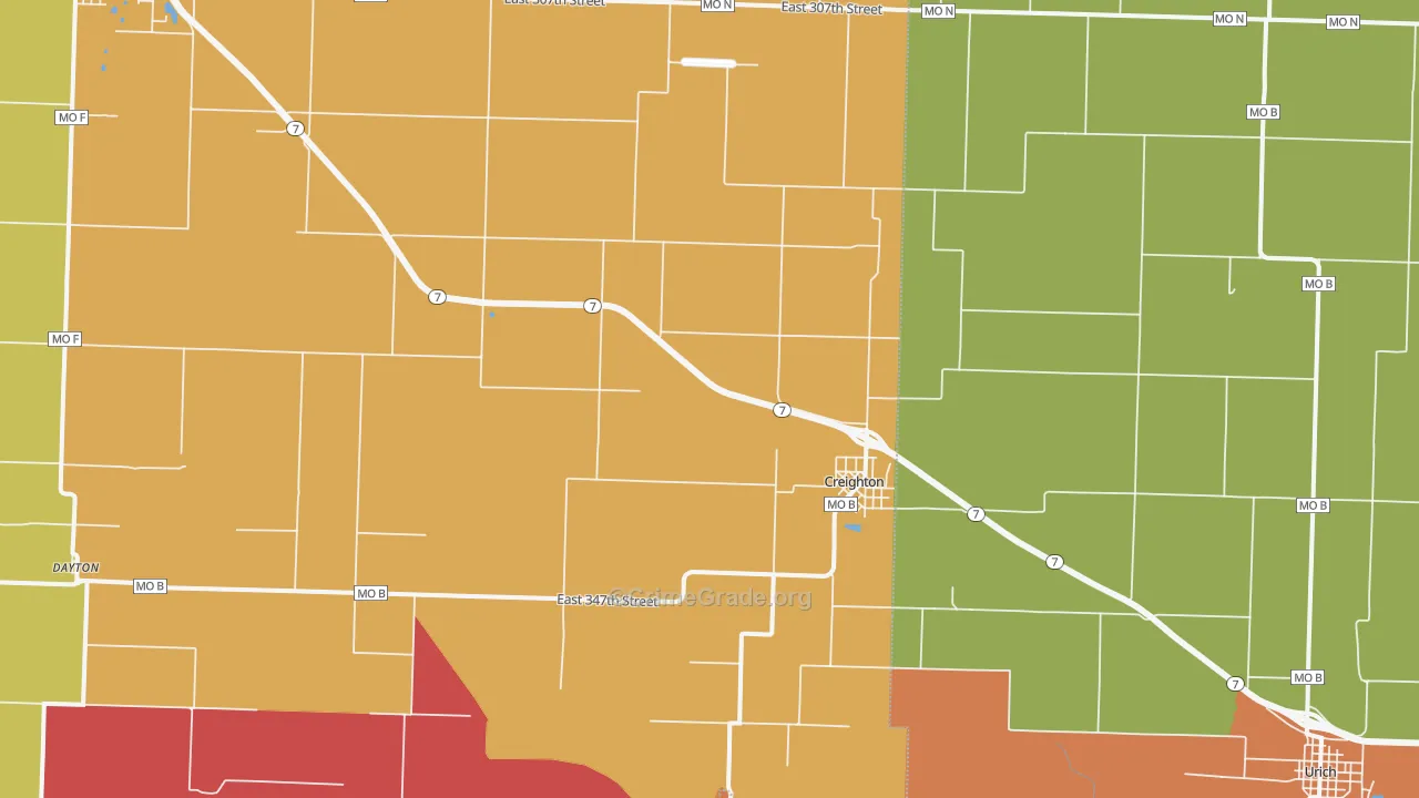 Creighton, MO Map of Robbery Rates