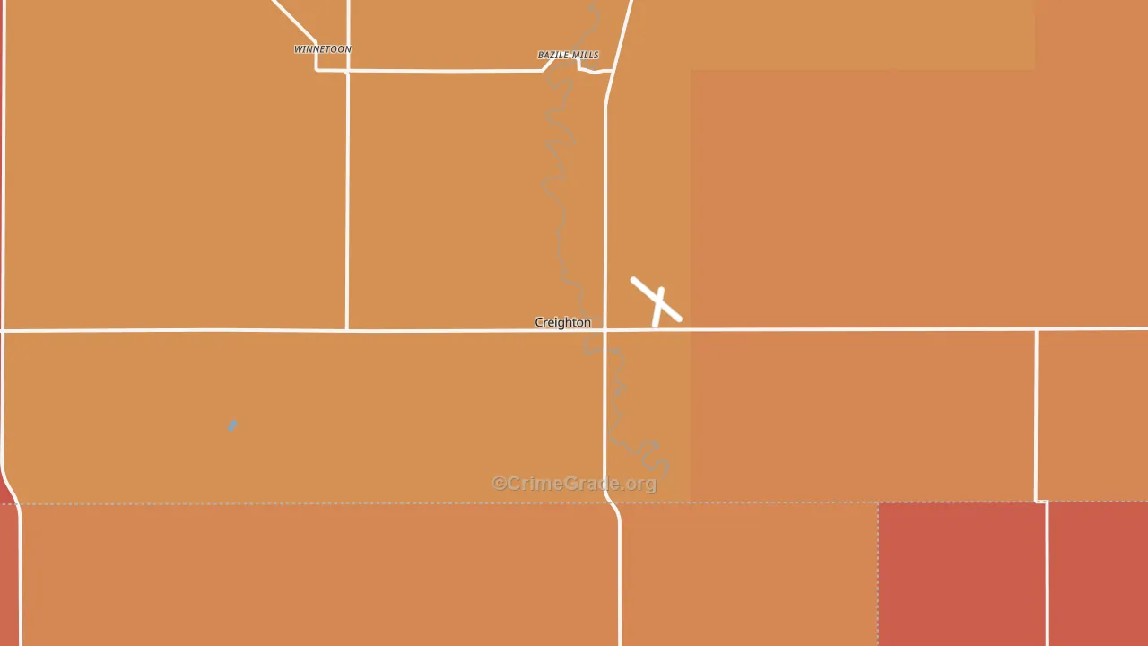 Creighton, NE Map of Robbery Rates