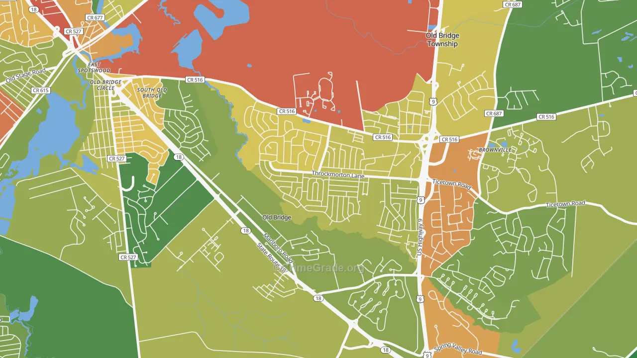Creighton Village, Old Bridge, NJ Map of Robbery Rates