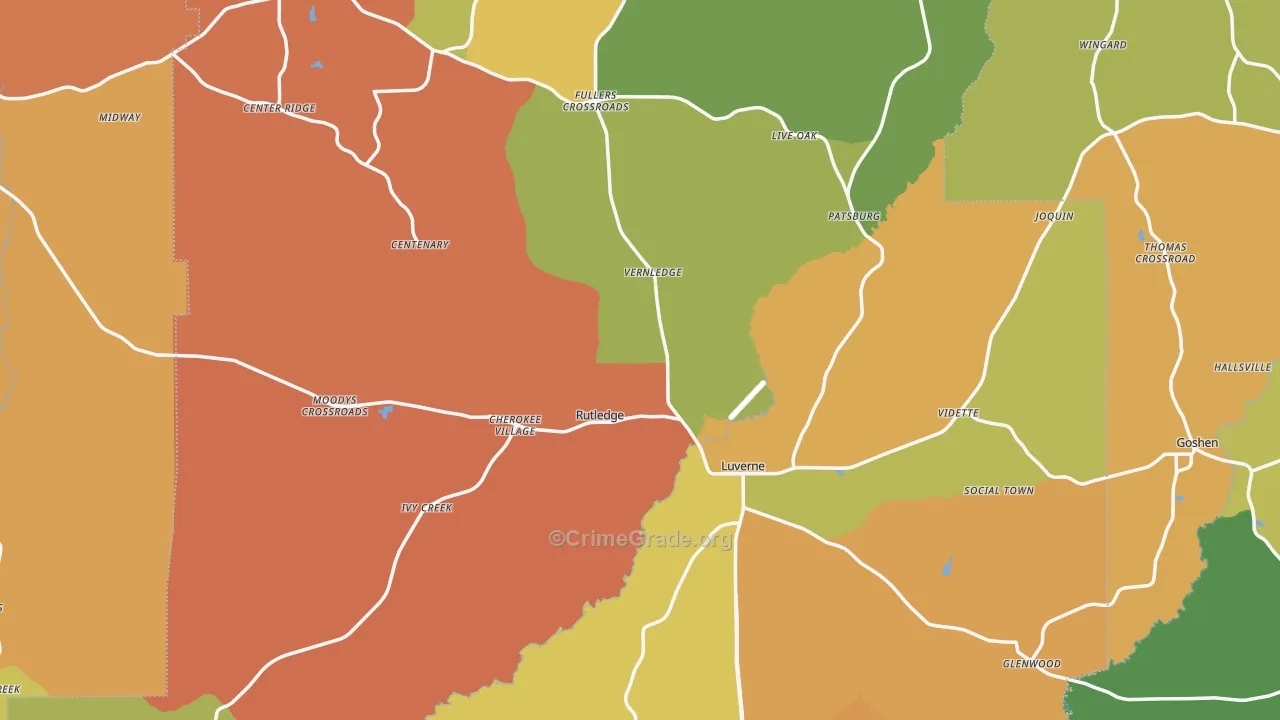 Crenshaw County, AL Map of Robbery Rates