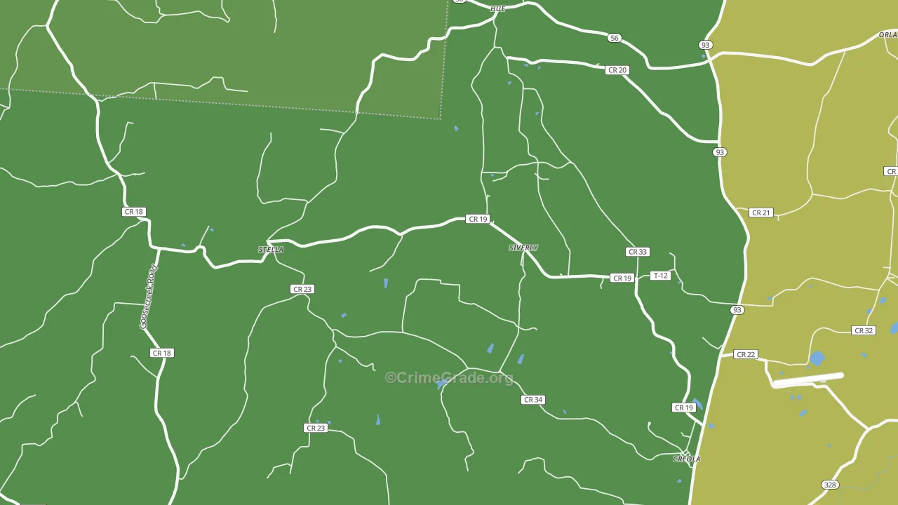 Creola, OH Map of Robbery Rates
