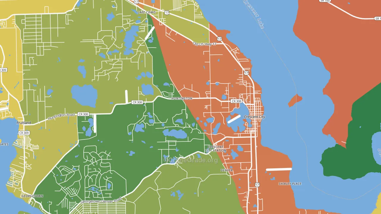 Crescent City, FL Map of Robbery Rates