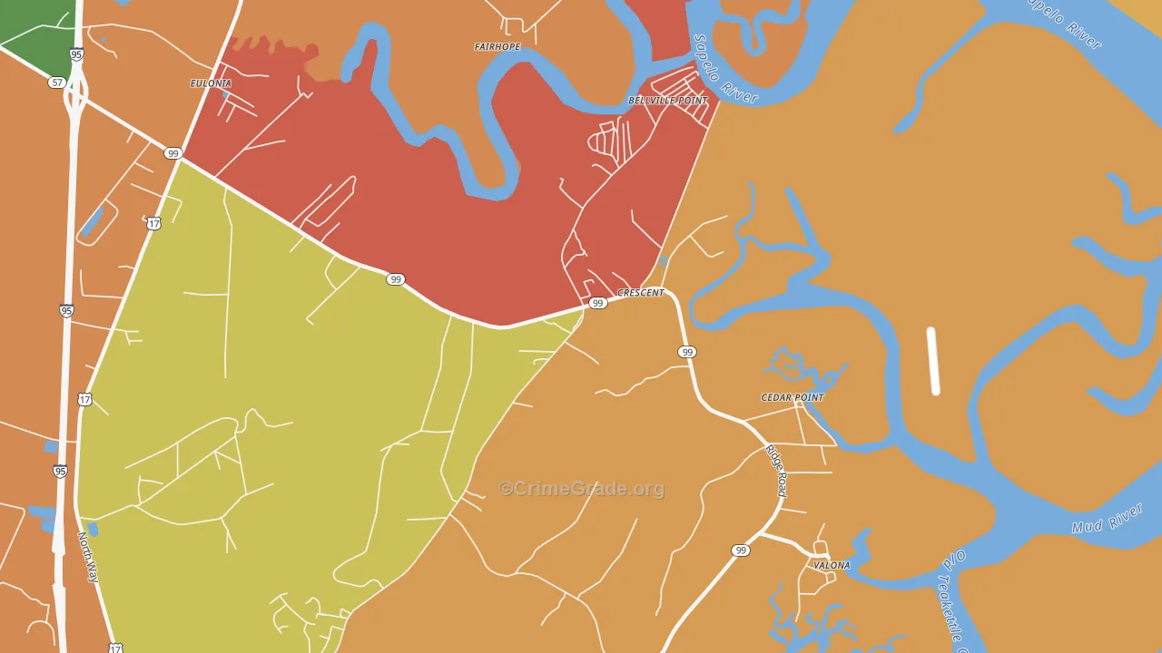 Crescent, GA Map of Robbery Rates