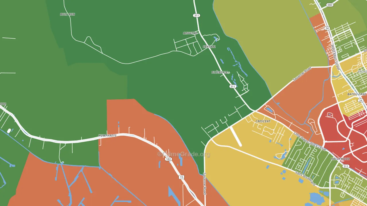 Crescent, LA Map of Robbery Rates