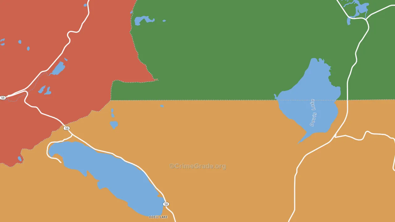 Crescent Lake Junction, OR Map of Robbery Rates
