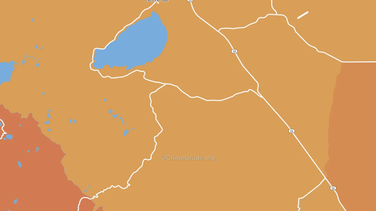 Crescent Lake, OR Map of Robbery Rates