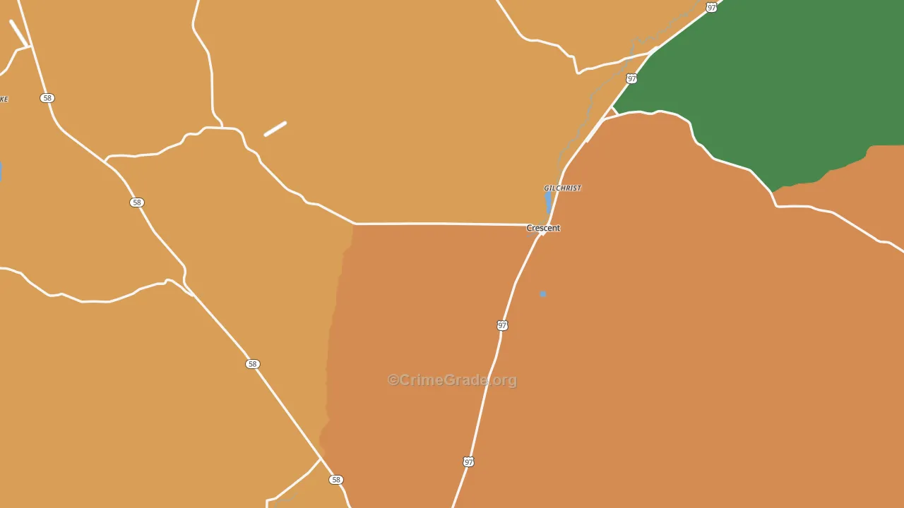 Crescent, OR Map of Robbery Rates