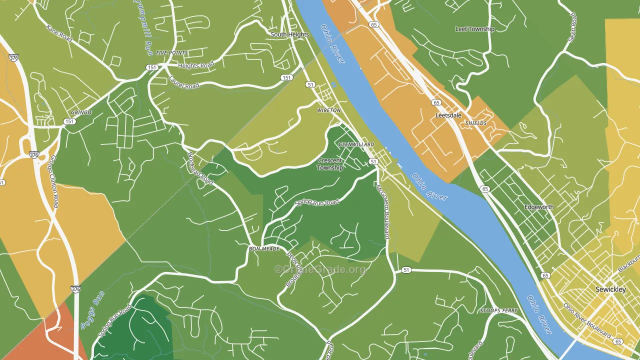 Crescent, PA Map of Robbery Rates