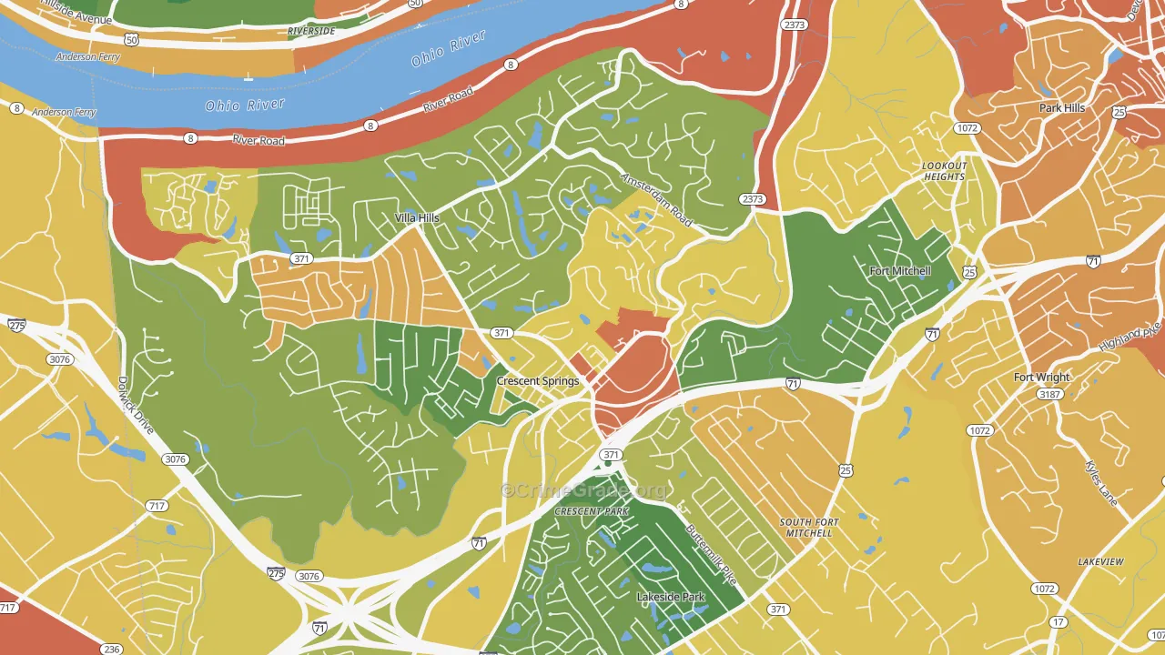 Crescent Springs, KY Map of Robbery Rates