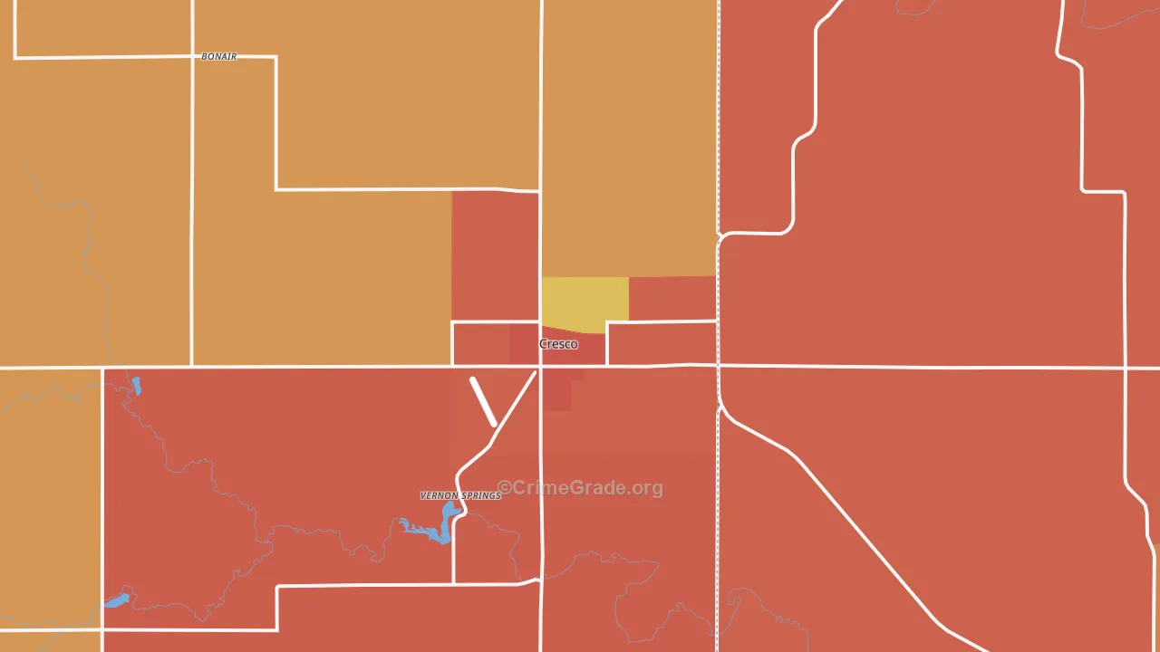 Cresco, IA Map of Robbery Rates