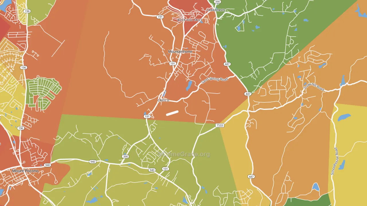 Cresco, PA Map of Robbery Rates