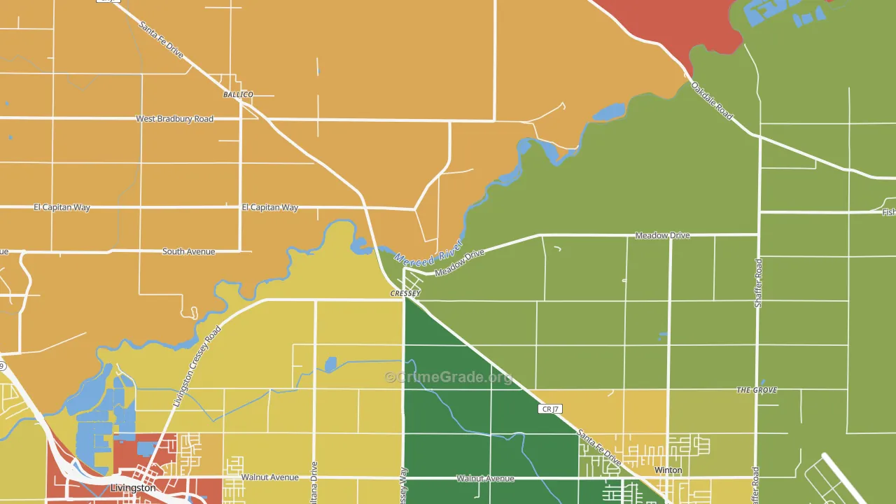 Cressey, CA Map of Robbery Rates