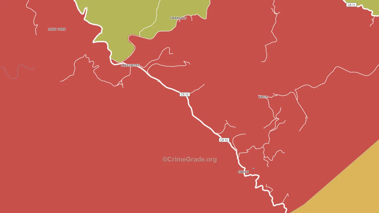 Cressmont, WV Map of Robbery Rates