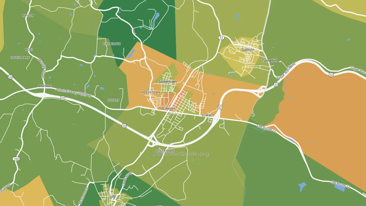 Cresson, PA Map of Robbery Rates