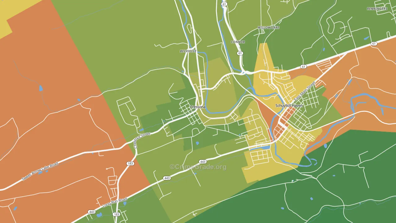 Cressona, PA Map of Robbery Rates