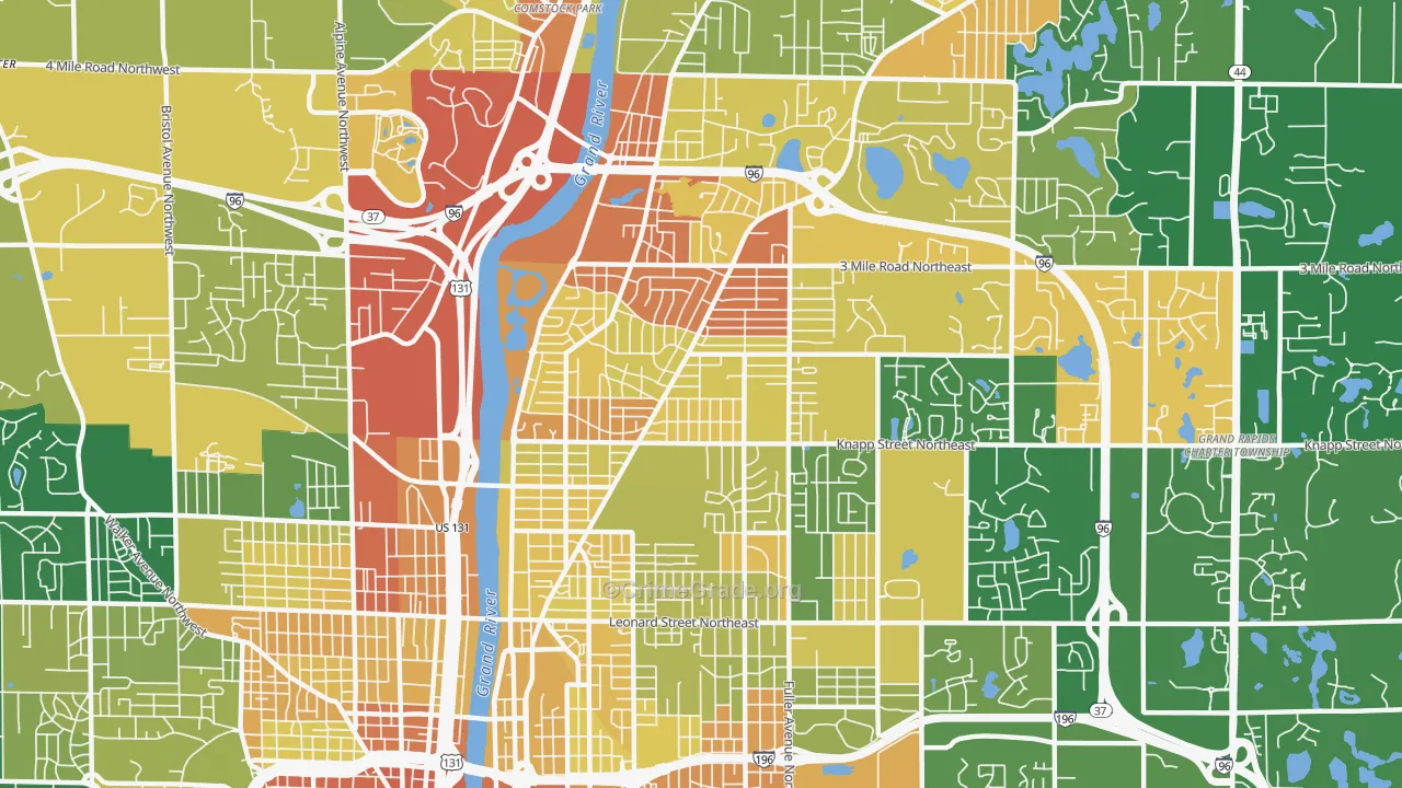 Creston, Grand Rapids, MI Map of Robbery Rates
