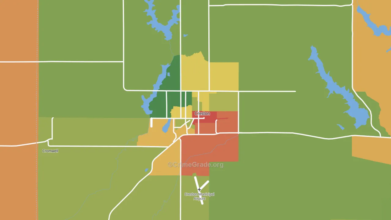 Creston, IA Map of Robbery Rates