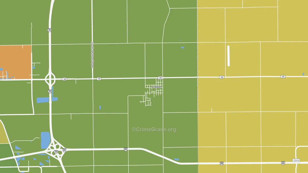Creston, IL Map of Robbery Rates