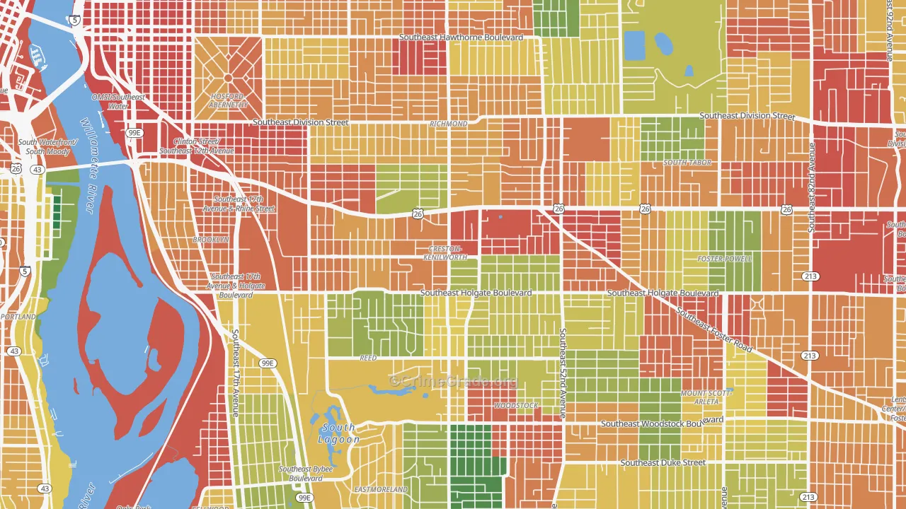 Creston-Kenilworth, Portland, OR Map of Robbery Rates