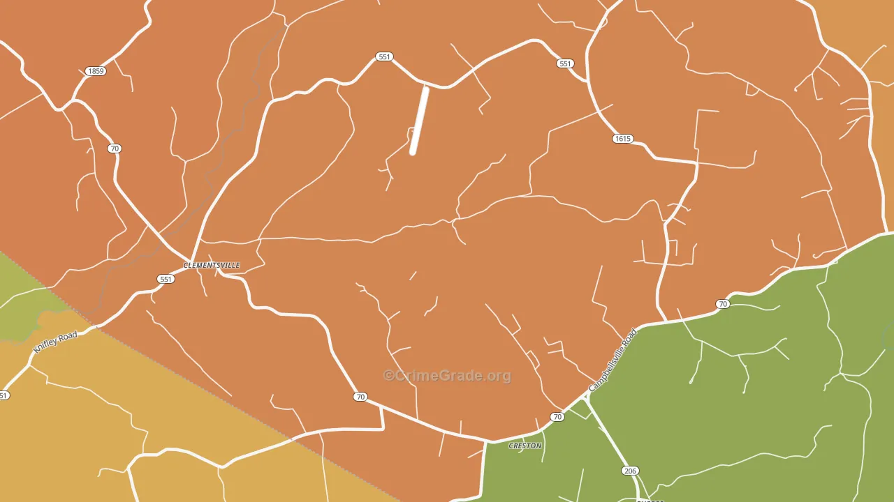 Creston, KY Map of Robbery Rates