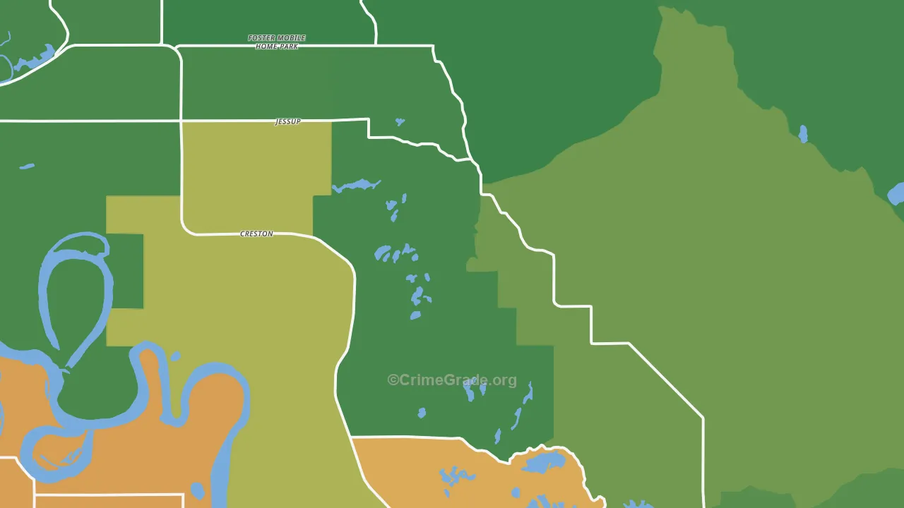 Creston, MT Map of Robbery Rates