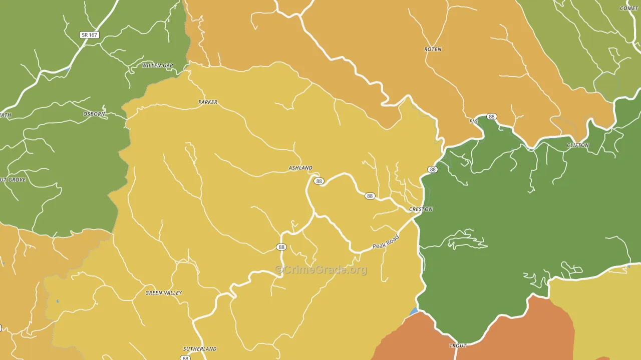 Creston, NC Map of Robbery Rates