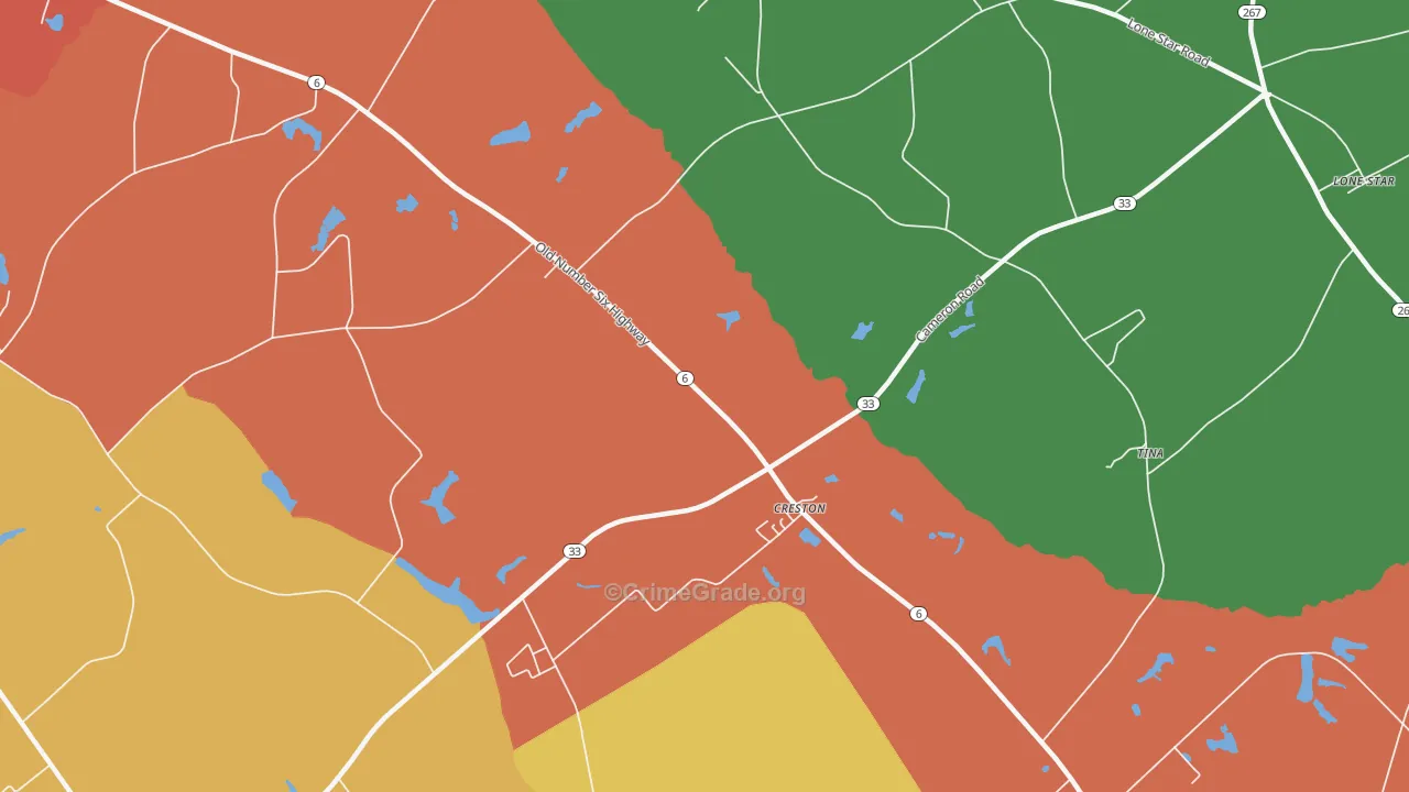 Creston, SC Map of Robbery Rates
