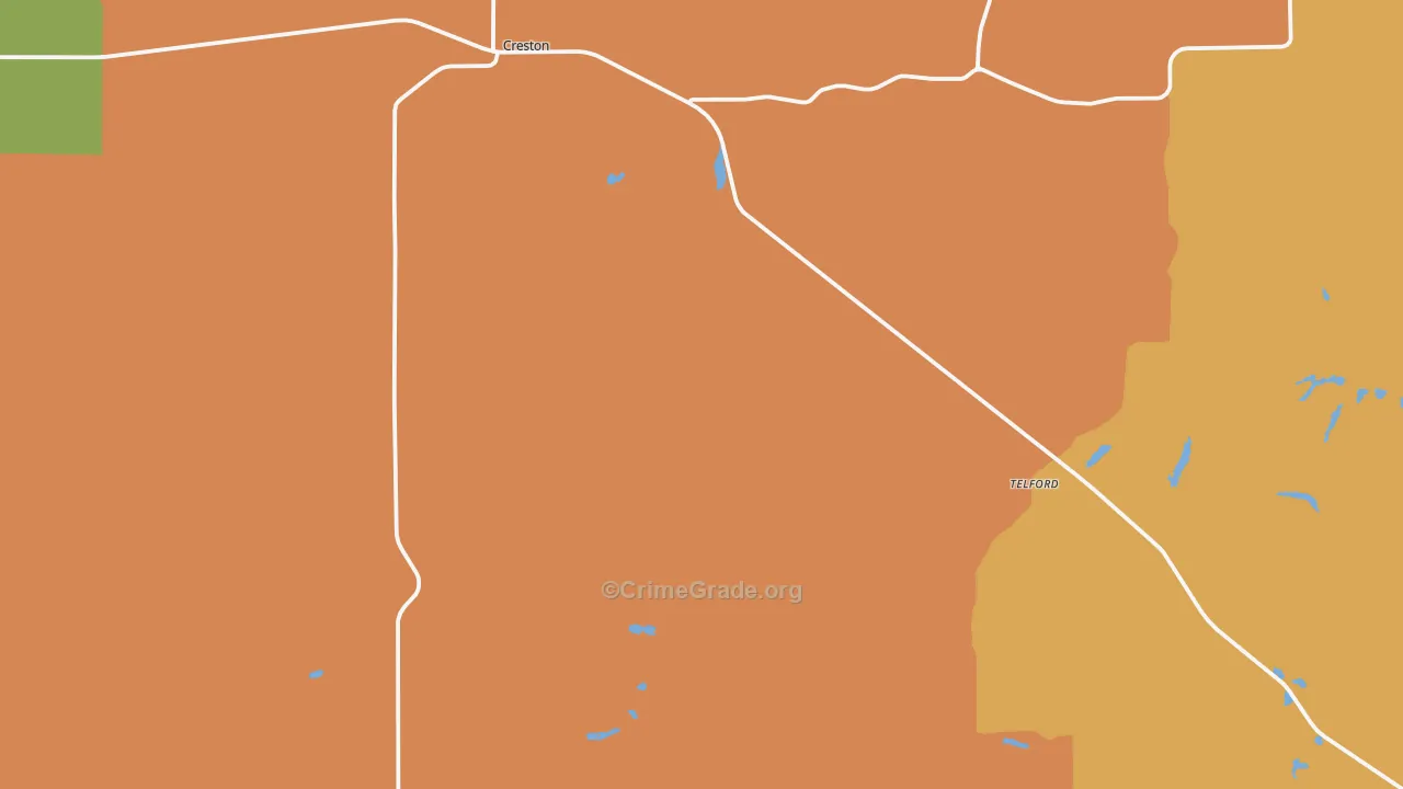 Creston, WA Map of Robbery Rates