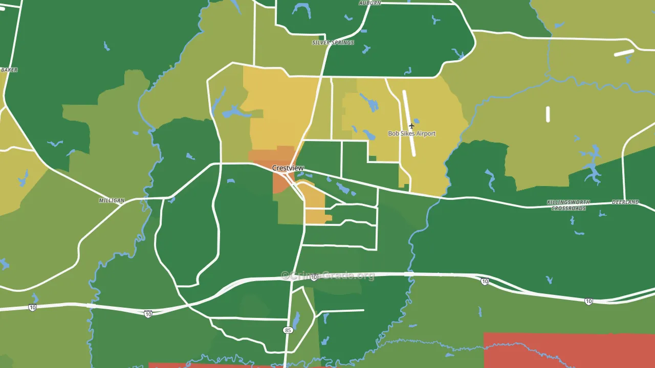 Crestview, FL Map of Robbery Rates