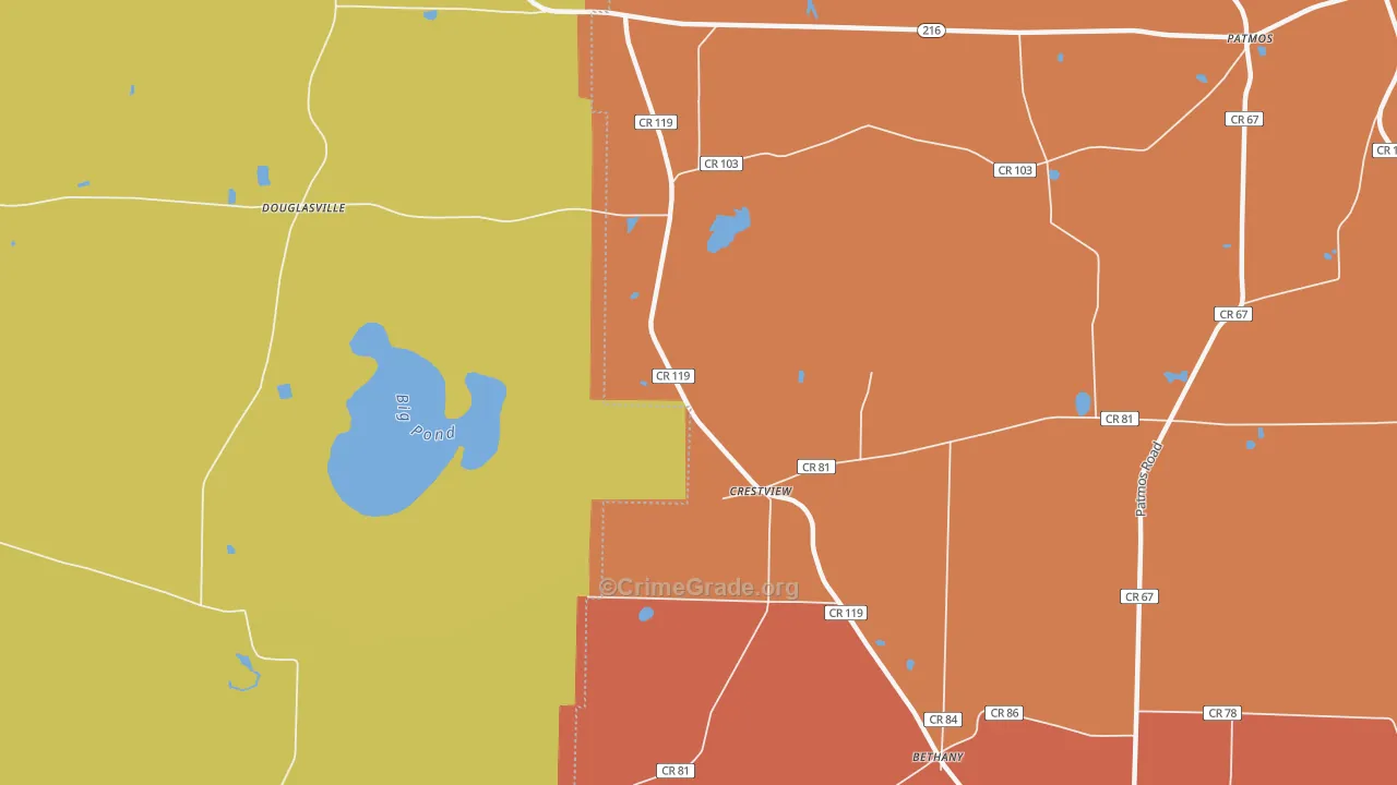 Crestview, GA Map of Robbery Rates