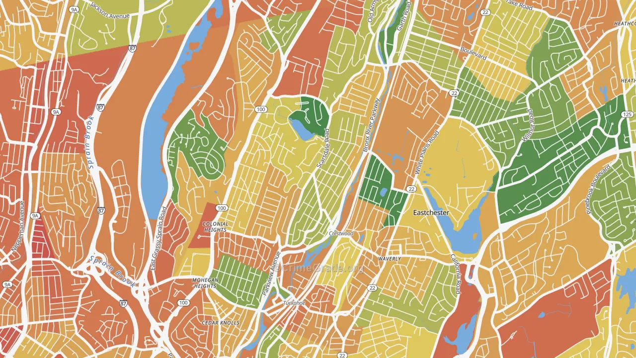 Crestwood, Tuckahoe, NY Map of Robbery Rates