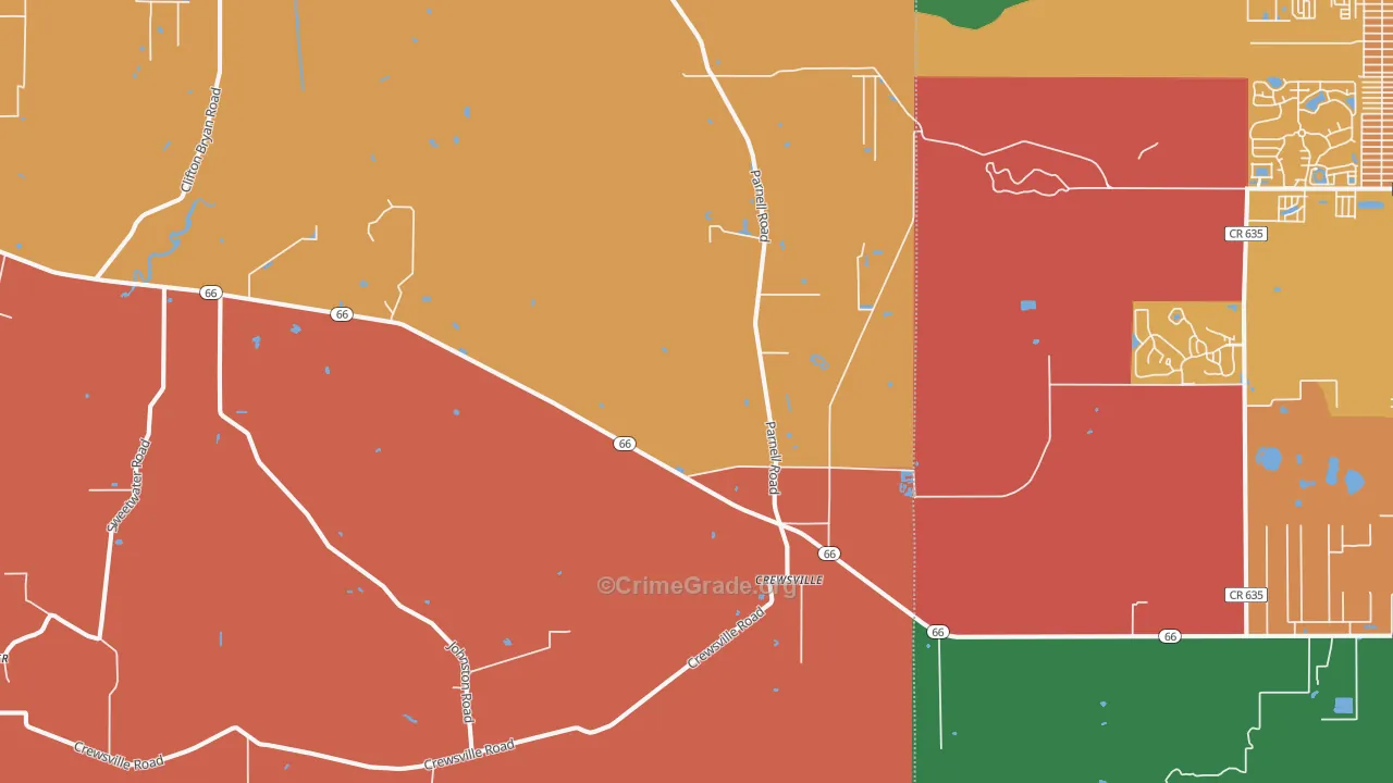 Crewsville, FL Map of Robbery Rates